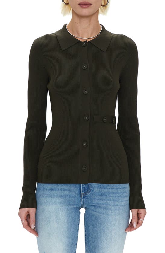 Pistola Kealy Rib Cardigan In Dark Olive