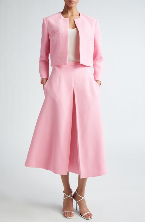 Shop Emilia Wickstead Sato Front Pleat Crepe Midi Skirt In Rose Pink