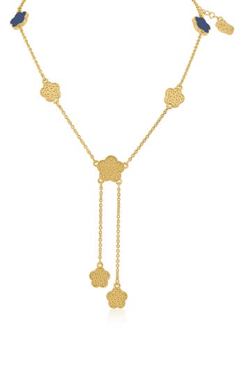 Jardin Enamel Clover Station Chain Y-necklace In Gold