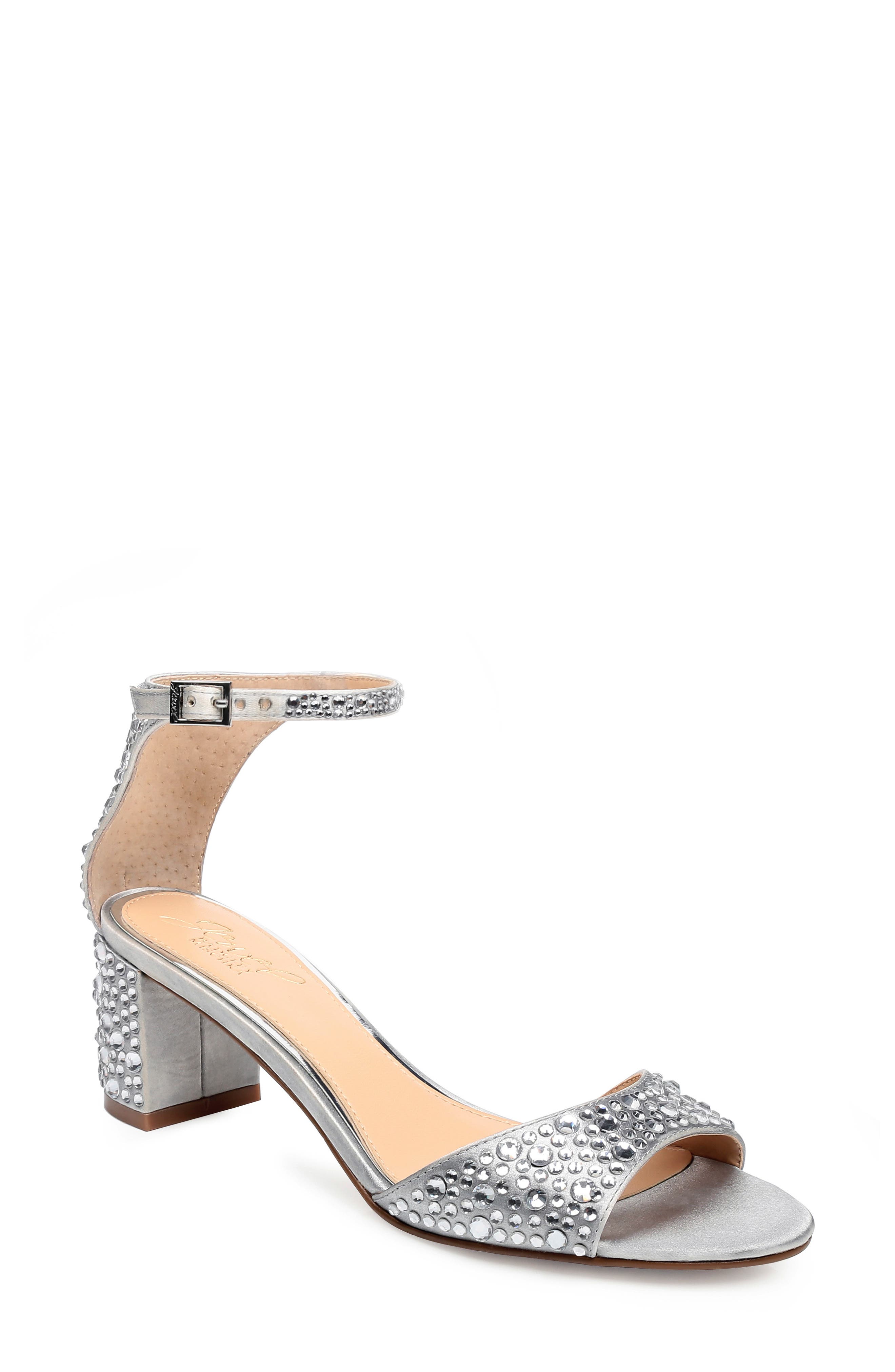 Jewel Badgley Mischka Crystal Block Heel Sandal