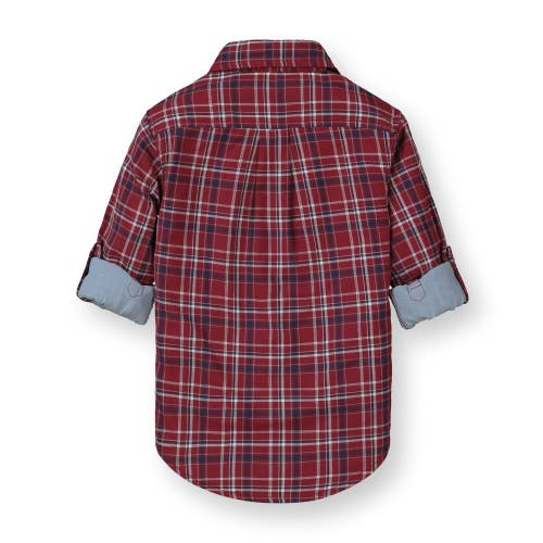 Hope & Henry Baby Boys' Convertible Double Weave Button Down Shirt, Infant In Red Plaid