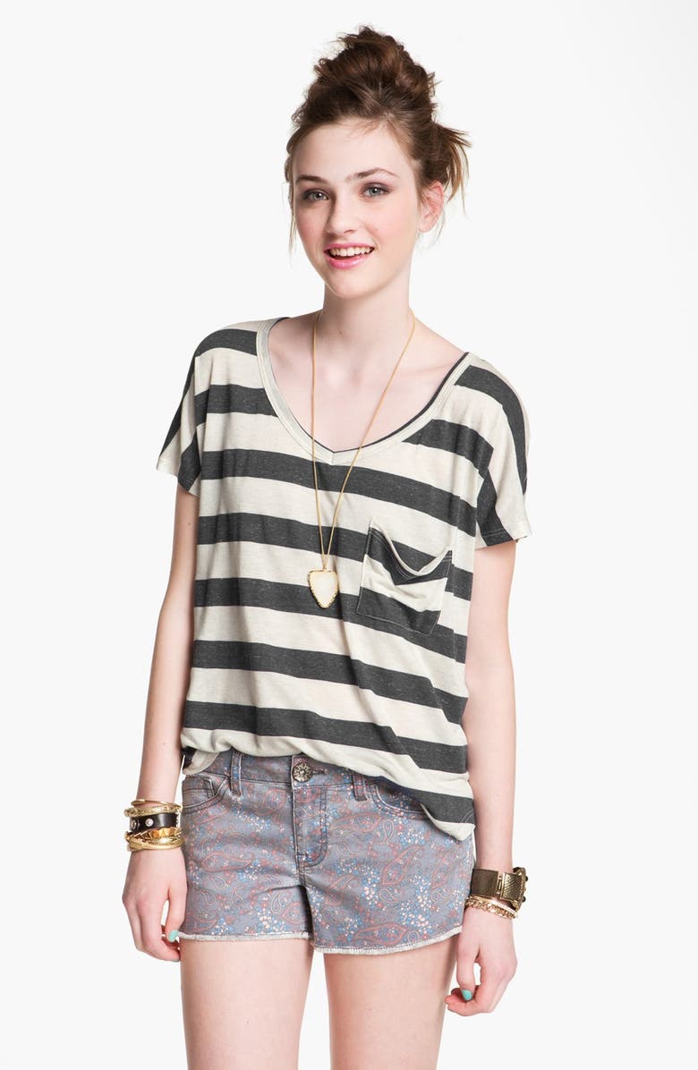 Project Social T Stripe Slouchy Pocket Tee (Juniors) | Nordstrom