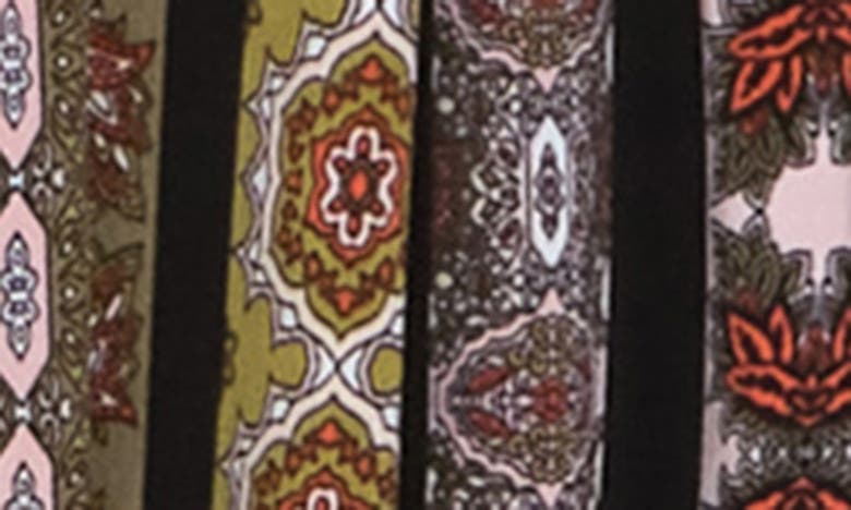 T Tahari V-neck Sleeveless Dress In Olive Tile Stripe