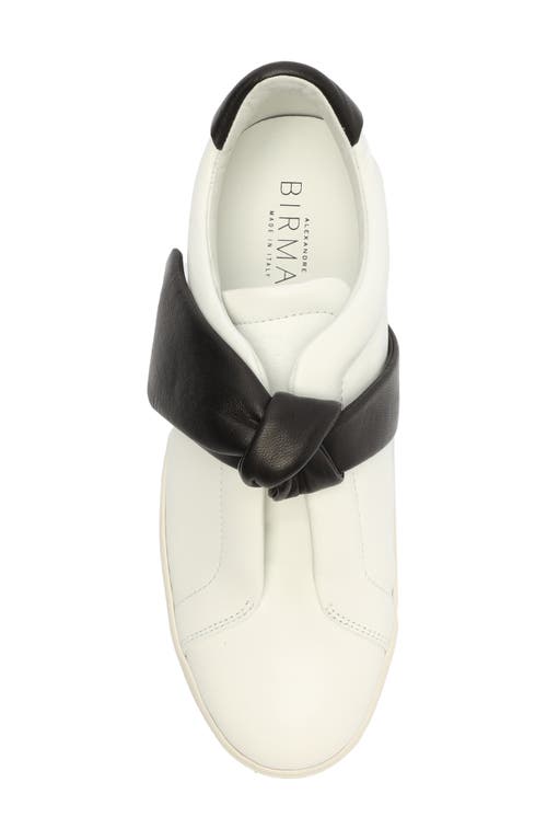 Alexandre Birman Asymmetric Clarita Leather Slip-on Sneakers In White/black