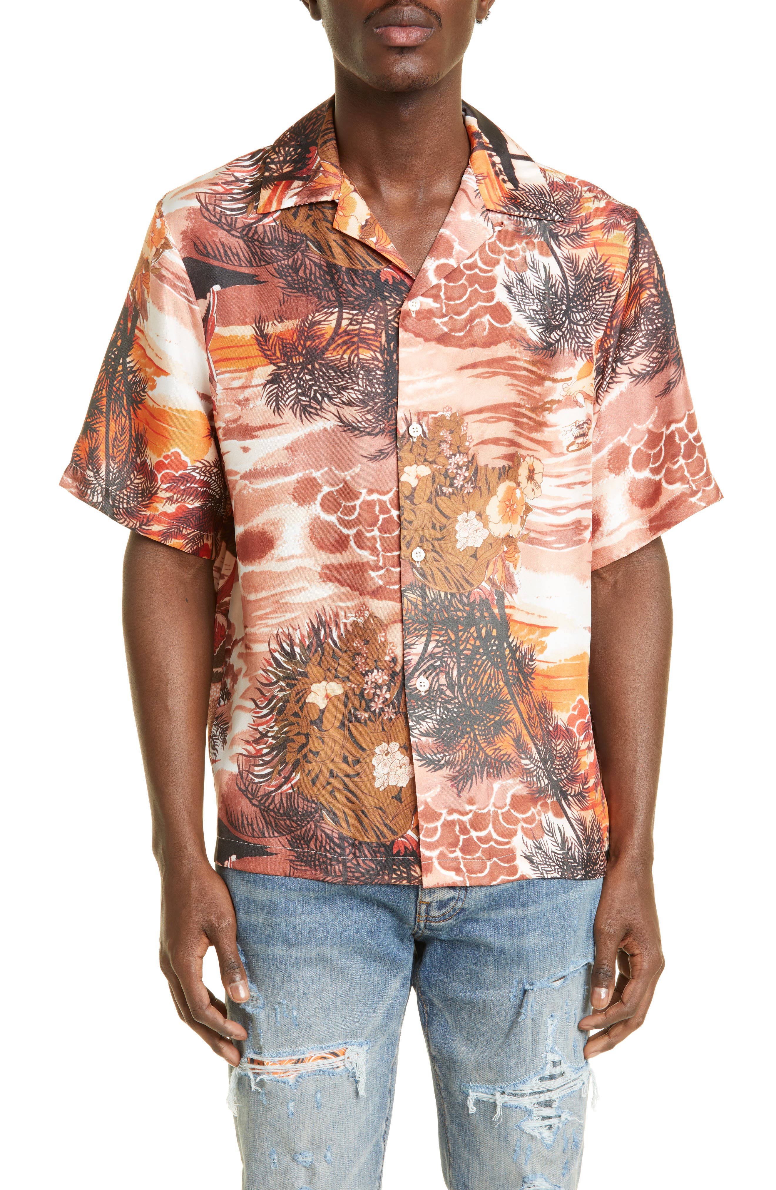 silk camp shirt mens