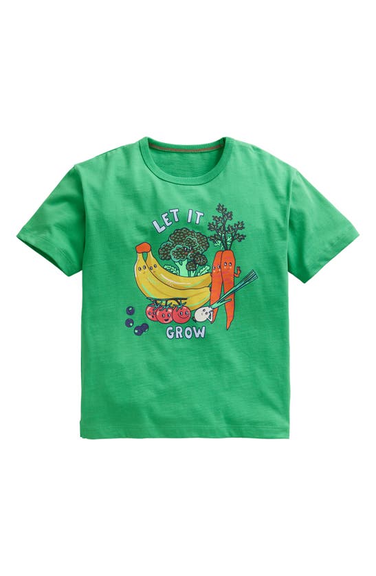 Shop Mini Boden Kids' Grow Cotton Graphic T-shirt In Pea Green Veggies