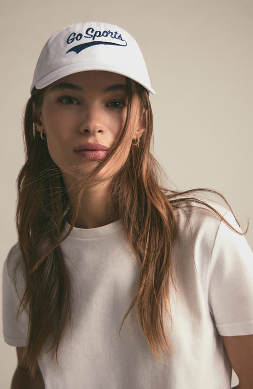 Shop Favorite Daughter Go Sports Cotton Twill Adjustable Baseball Cap In White W/navy Writing