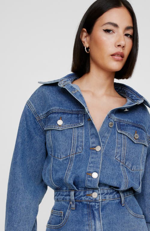 Shop Nasty Gal Long Sleeve Denim Shirtdress In Authentic Mid Wash