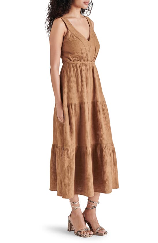 Steve Madden Amira Tiered Cotton Midi Dress In Toast