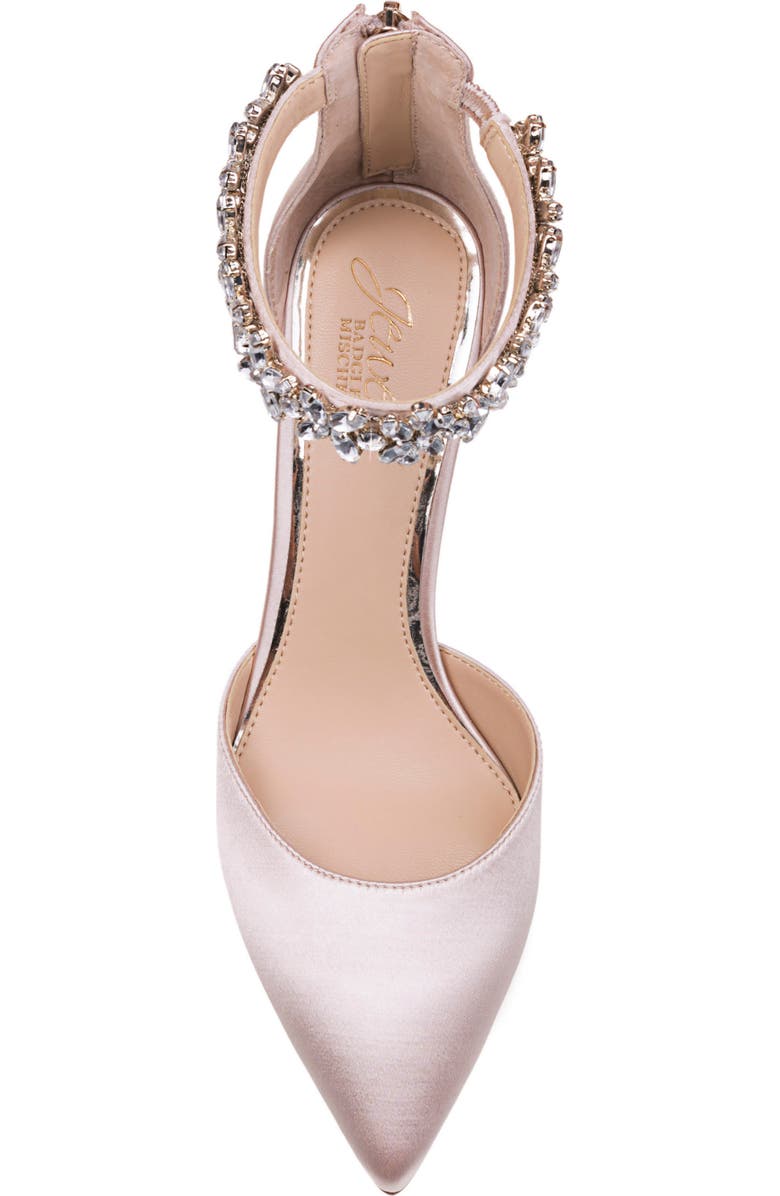 Jewel Badgley Mischka Raleigh Pointed Toe Ankle Strap Pump, Alternate, color, Champagne Satin
