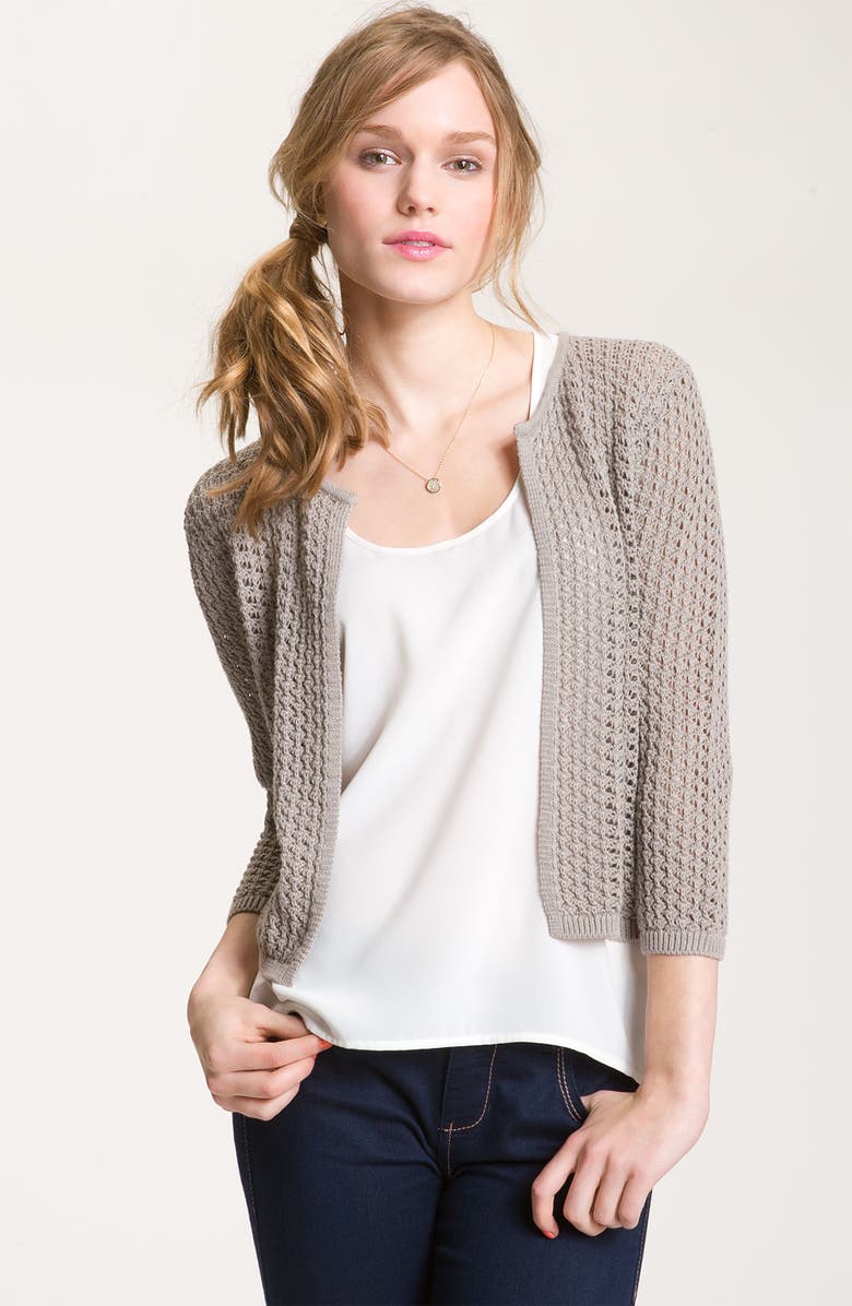 Frenchi® Crochet Crop Cardigan (Juniors) Nordstrom