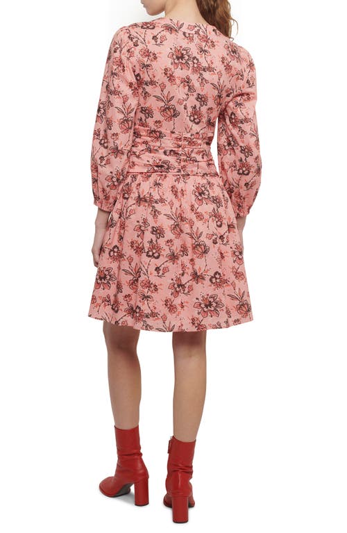 Derek Lam 10 Crosby Amelia Gathered Floral-print Cotton-gauze Mini Dress In Peach Multi