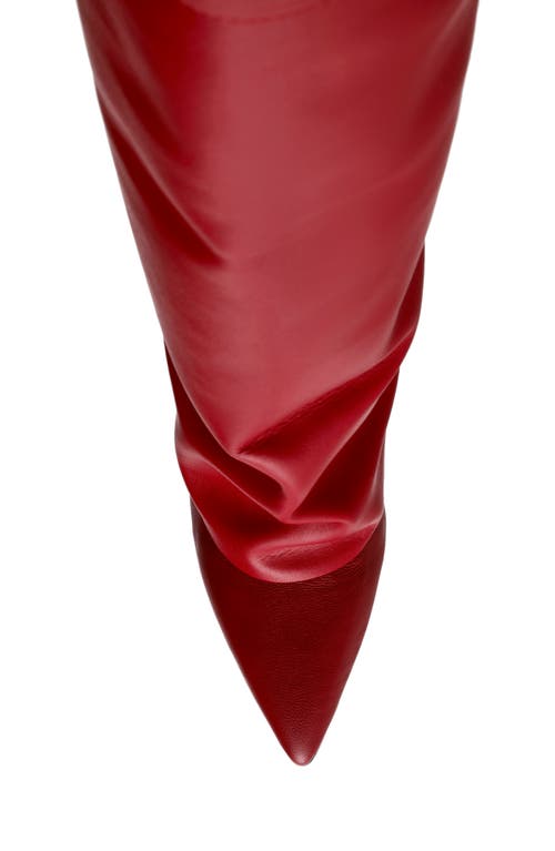 Shop Steve Madden Corenne Foldover Shaft Pointed Toe Knee High Boot In Red Leather