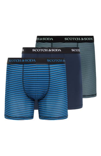 Scotch & Soda Assorted 3-pack Stretch Boxer Briefs In Blue