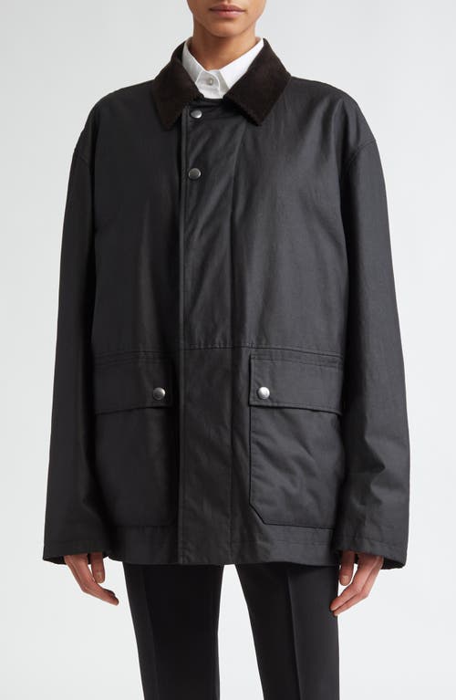 The Row Frank Waxed Cotton Twill Chore Jacket Black at Nordstrom,