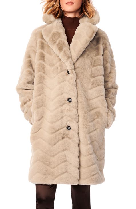 Topshop Petite faux fur coat in cream