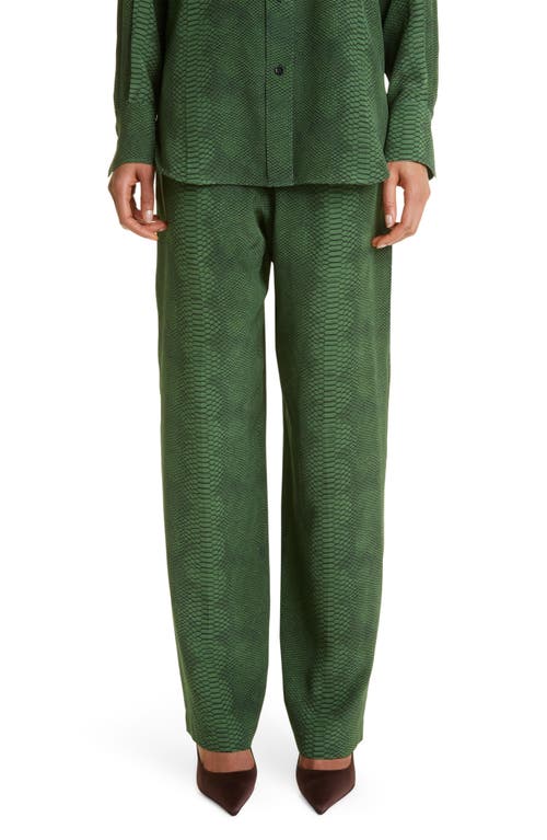Victoria Beckham Snakeskin Print Silk Crêpe de Chine Pajama Pants in Snake - Green