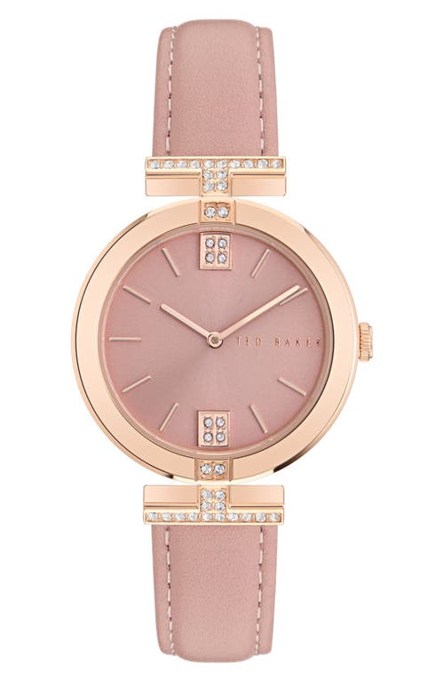 Iconic Faux Leather Strap Watch in Pink