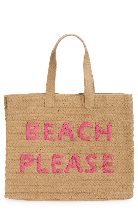 Btb Los Angeles Beach Please Tote Bag In Sand/ Fuchsia