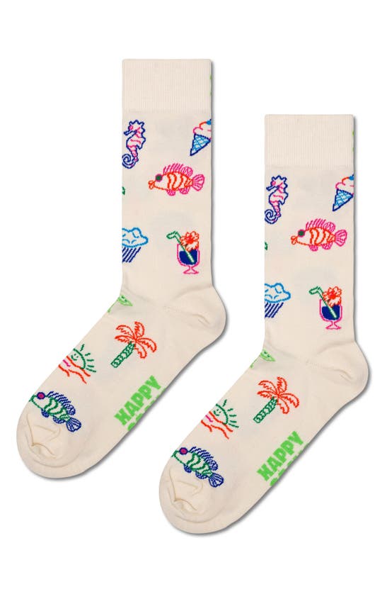 Shop Happy Socks Pool Party Assorted 4-pack Crew Socks In White