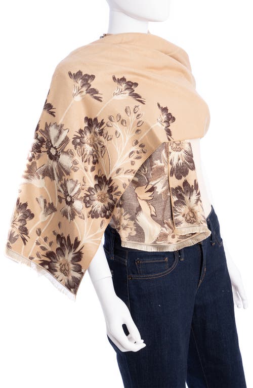 Saachi Floral Pattern Reversible Scarf In Light Beige/brown