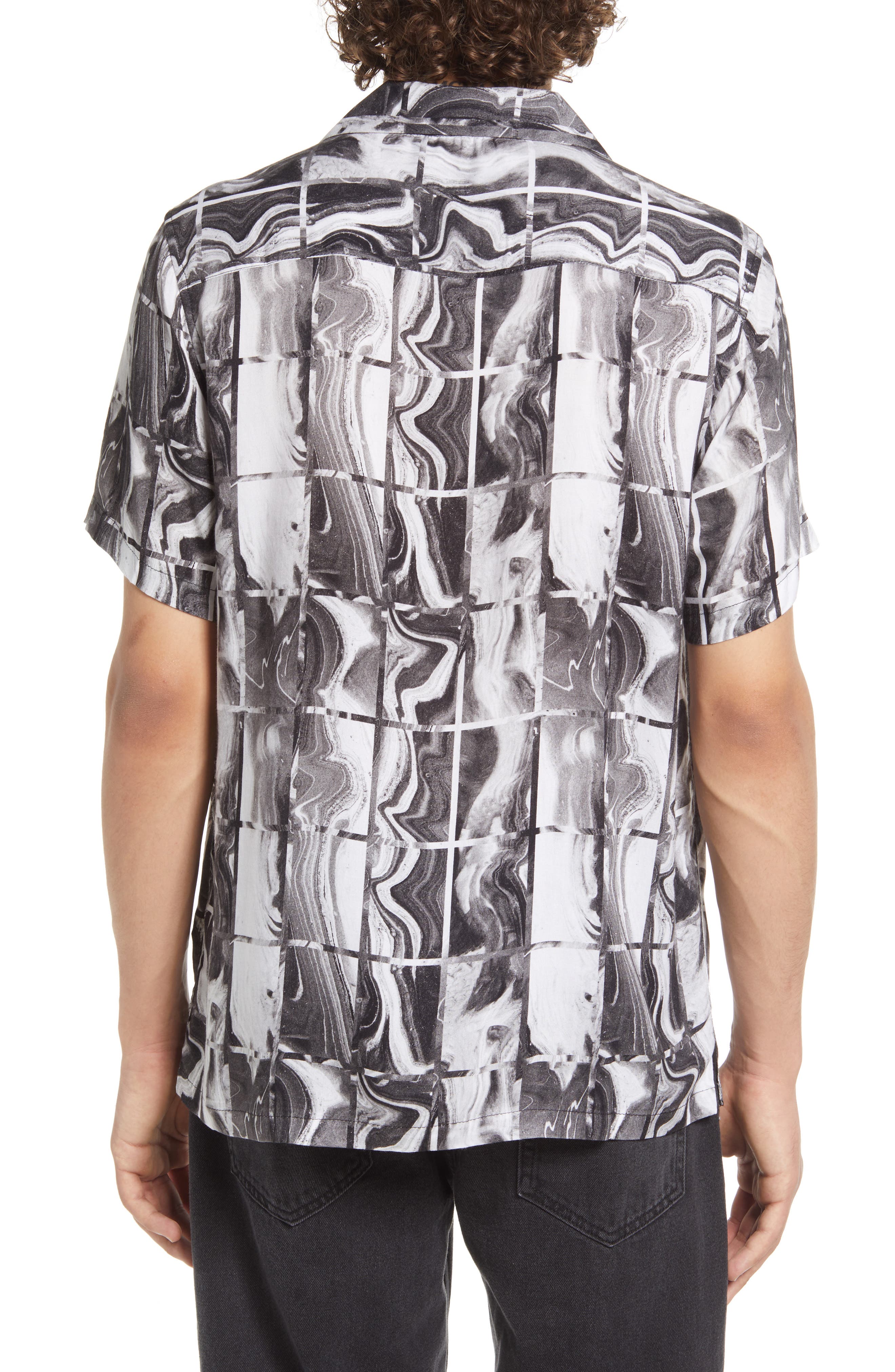 Abstract Print Short Sleeve Button-Up 