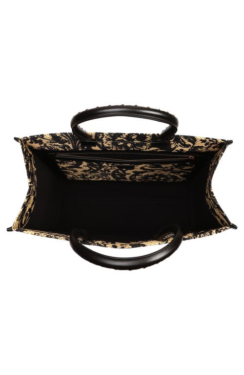 Shop Versace Extra Large Athena Barocco Raffia Tote In Multicolor Black- Gold