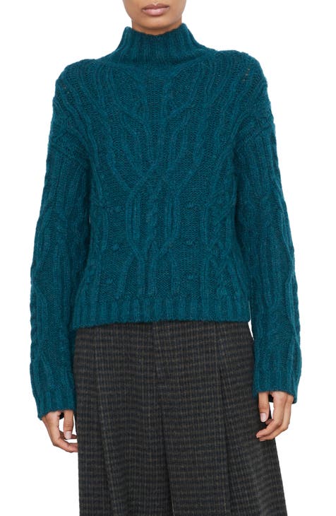 Interlaced Alpaca Blend Turtleneck Sweater