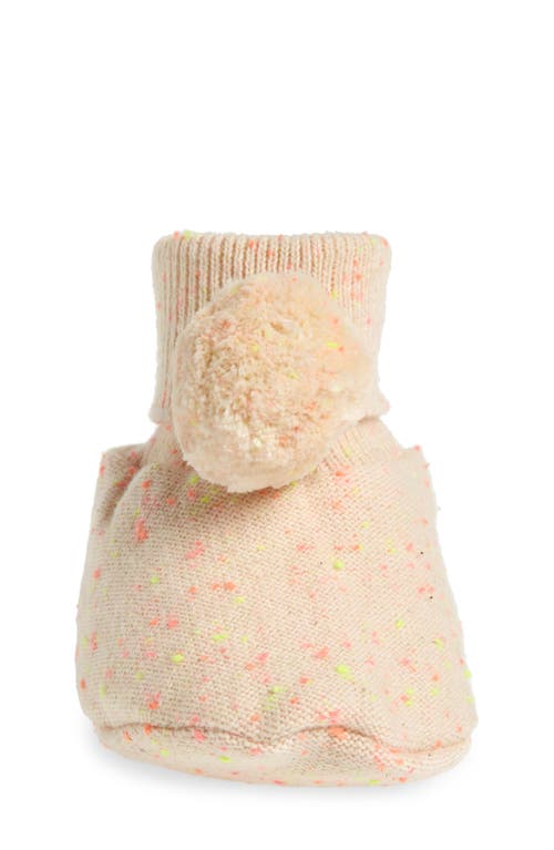 Pink Lemonade Pompom Cotton Bootie In Peach Multi