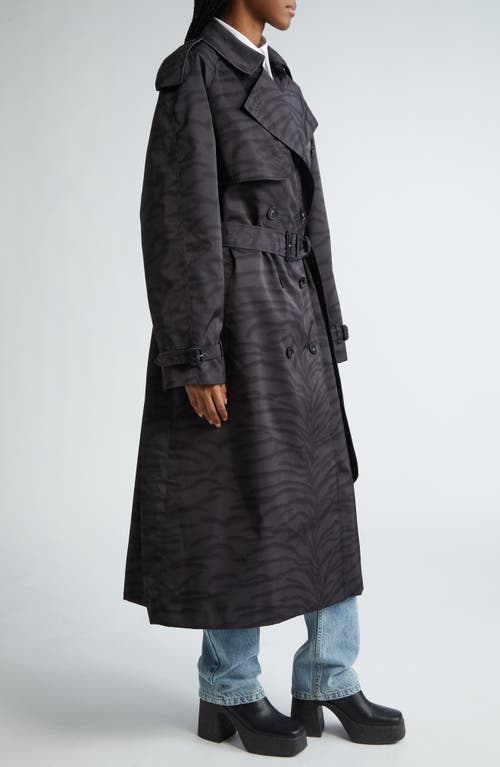 Stella Mccartney Tiger Print Nylon Trench Coat In 1000 - Black