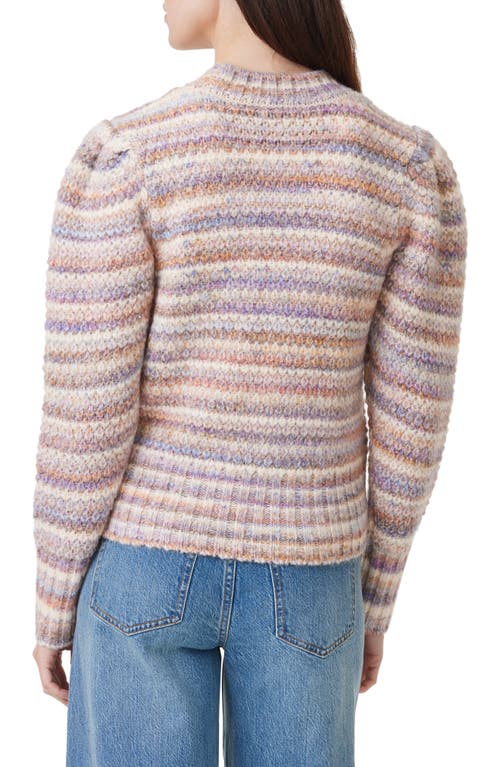 Shop Habitual Stripe Puff Shoulder Sweater In Mauve Combo