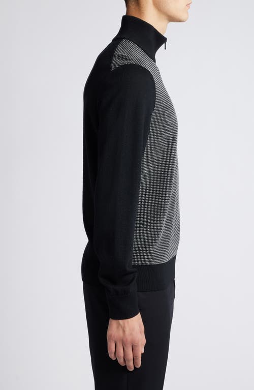 Shop Hugo Boss Boss Dambino Half Zip Virgin Wool Pullover In Black