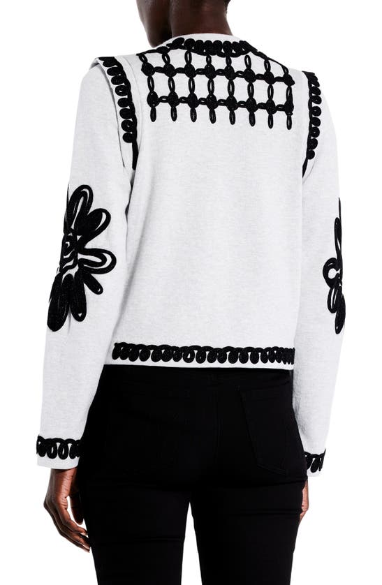 Nic + Zoe Nic+zoe Petite Romantic Soutache Knit Jacket In Grey Multi