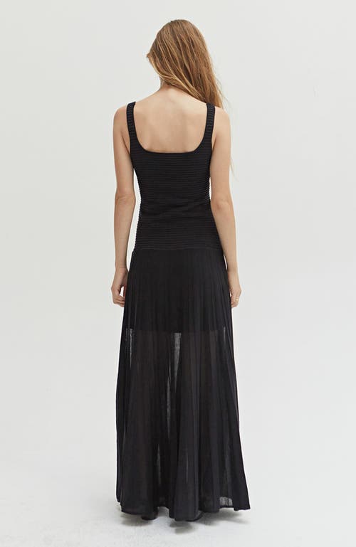 Shop Crescent Mixed Media Knit Maxi Dress In Black