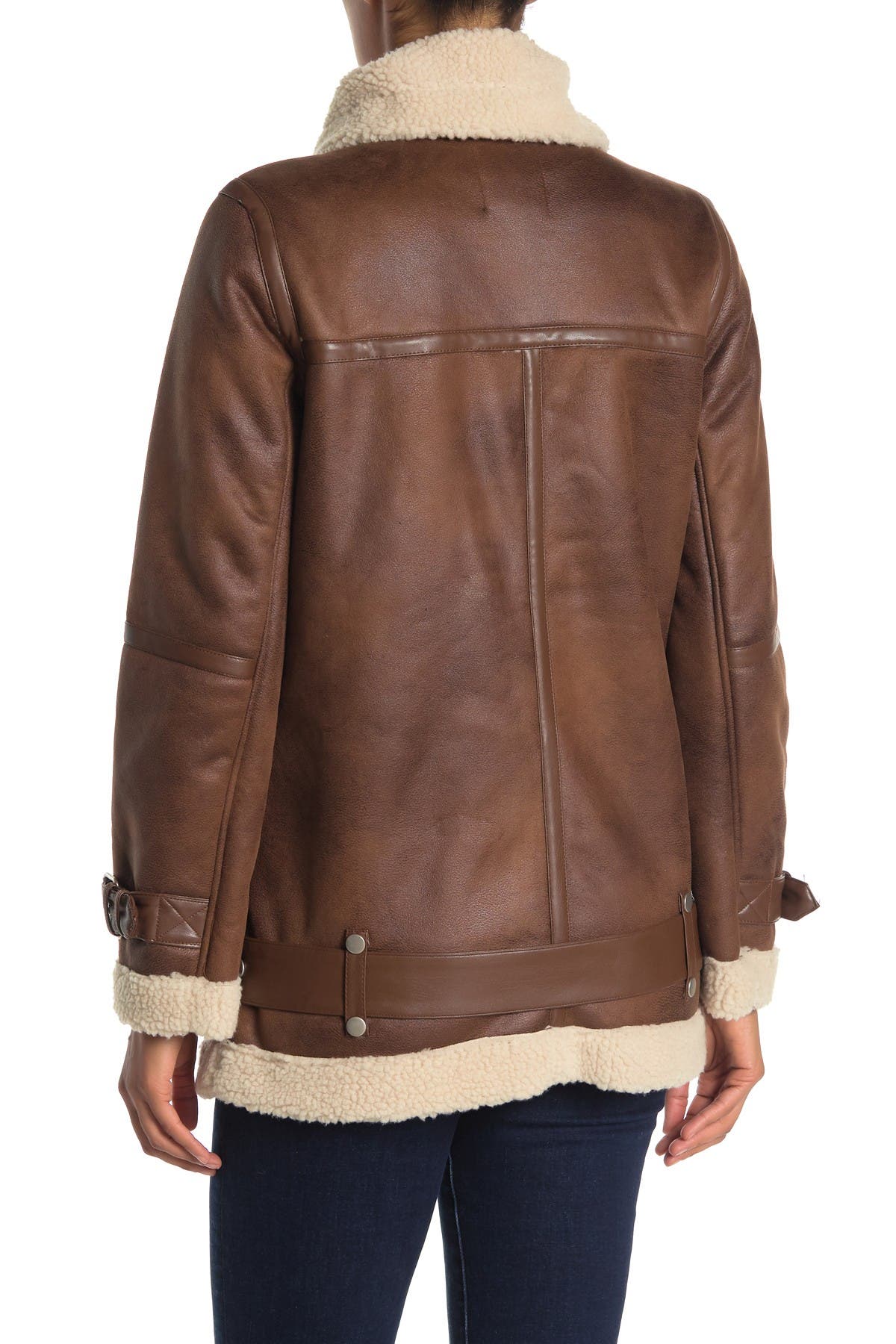 AVEC LES FILLES | Faux Leather Coated Faux Shearling Lined Biker Jacket ...