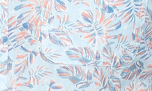 Shop Flag And Anthem Florida Palm Print Short Sleeve Shirt In Light Blue/coral