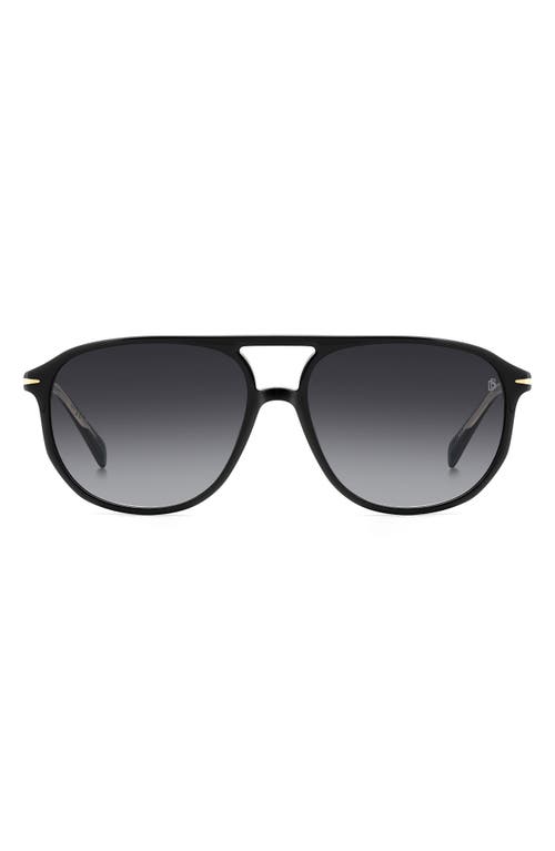 David Beckham Eyewear 58mm Aviator Sunglasses In Black/dark Grey Sf