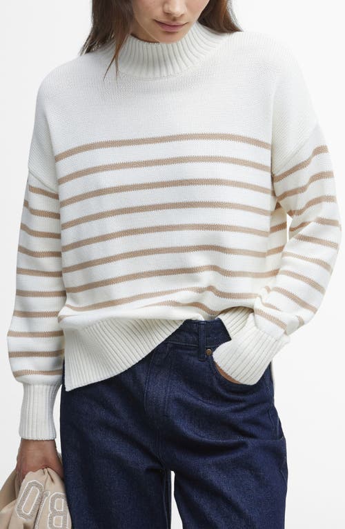 Barbour Shelly Stripe Cotton Sweater In Cloud/camel