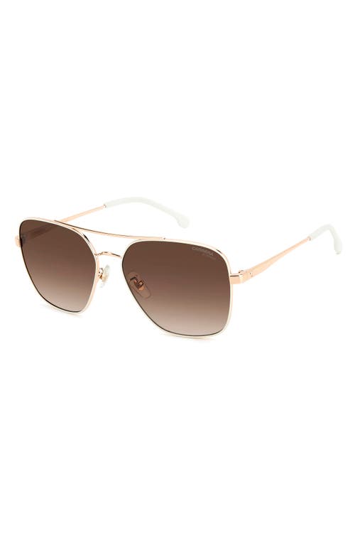 Carrera Eyewear 60mm Gradient Square Sunglasses In White Copper Gold/brown