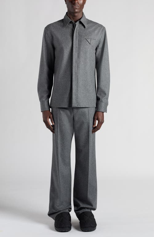 Bottega Veneta Regular Fit Lightweight Wool Flannel Button-up Shirt In Grey Melange