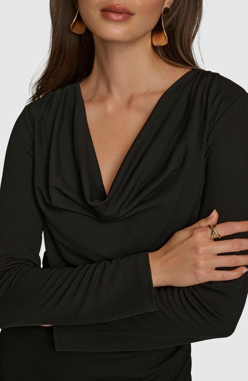 Shop Donna Karan New York Cowl Neck Long Sleeve Top In Black