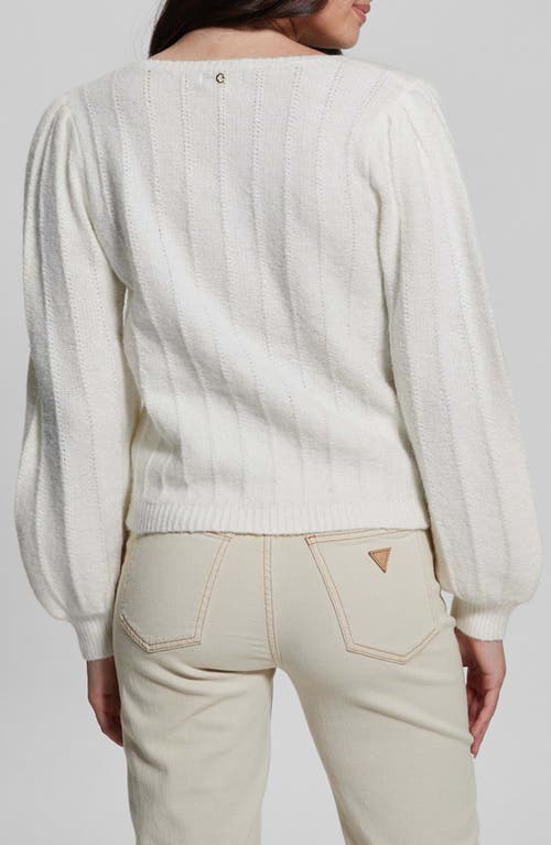 Shop Guess Madeline Pointelle Detail Sweater In Dove White