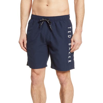 Ted Baker London Slim Fit Logo Swim Trunks, Blue