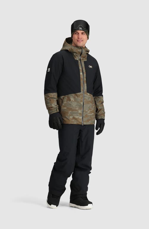 Shop Outdoor Research Snowcrew Waterproof Hooded Ski Jacket In Ranger Green Camo/black