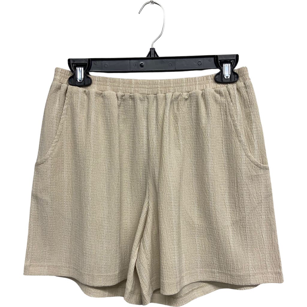 Shop Ruby & Wren Stripe Pull-on Shorts In Oatmeal/white