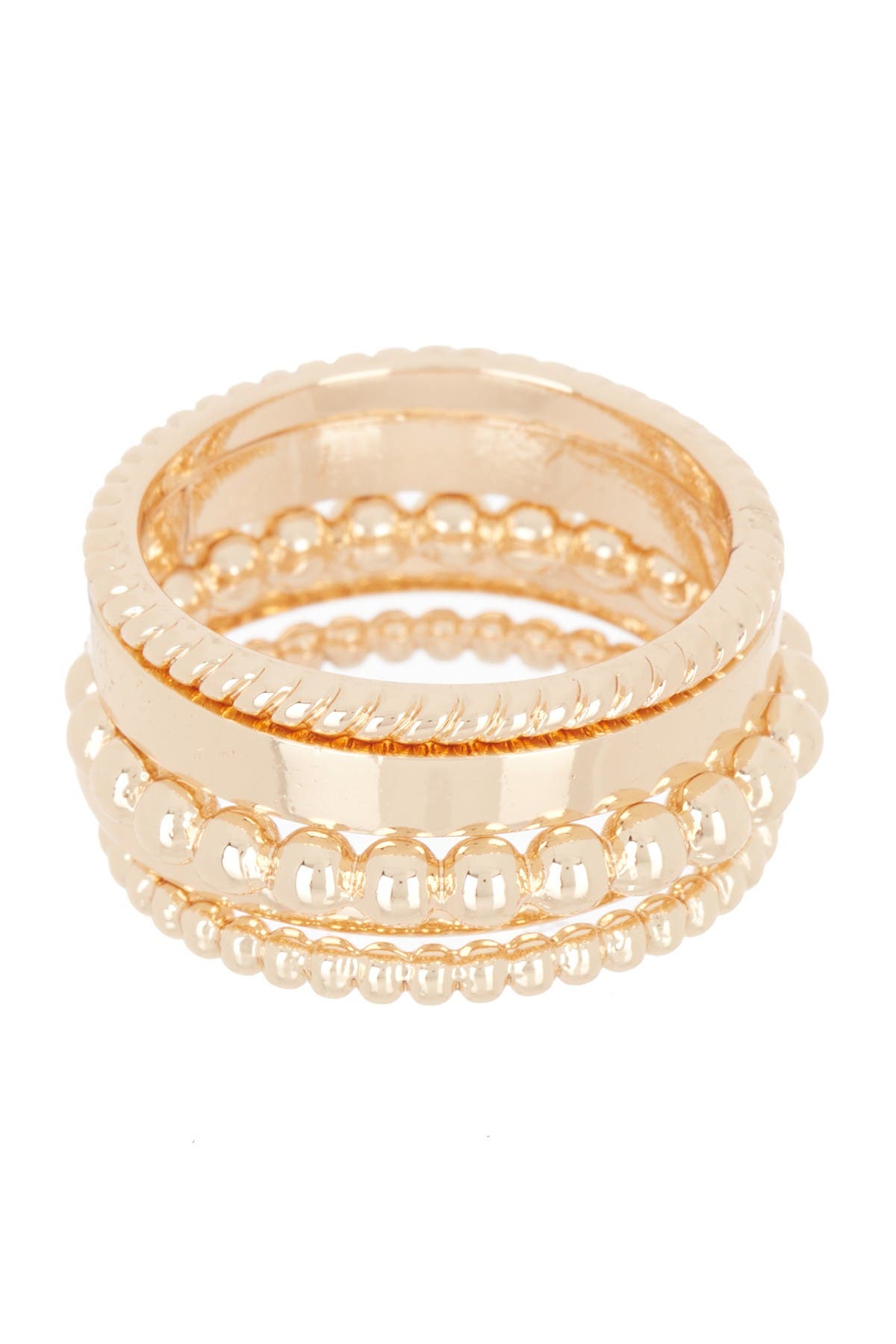 Halogen Mixed Texture Metal Ring Stack In Gold