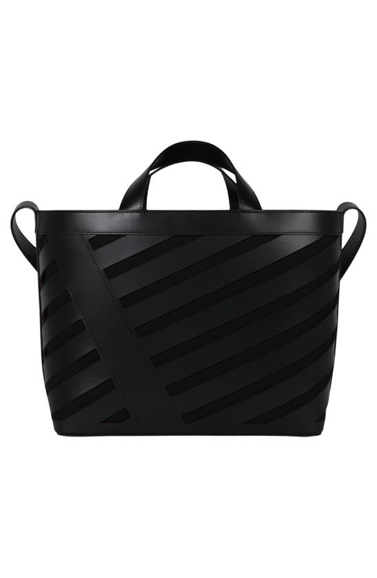 Shop Off-white Diagonal Cutout Tote Small Tote Bag In Black