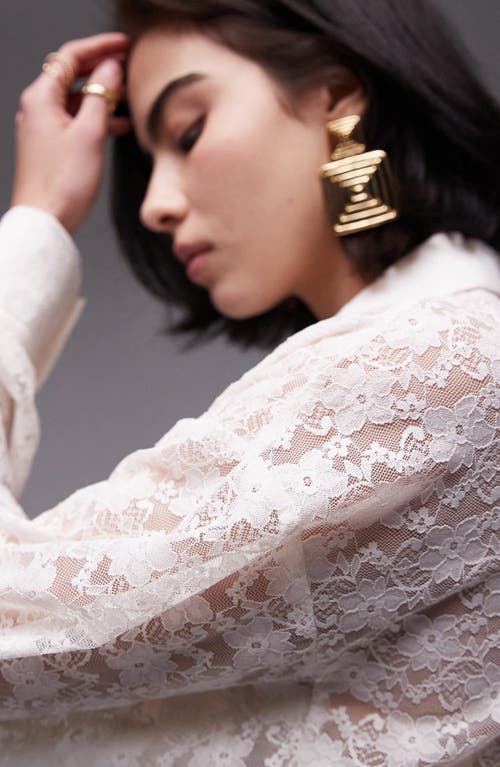 Shop Topshop Oversize Lace Shirt In Cream