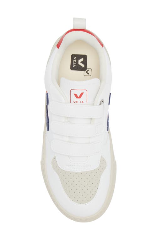 Shop Veja Kids' V-10 Sneaker In White/cobalt/pekin