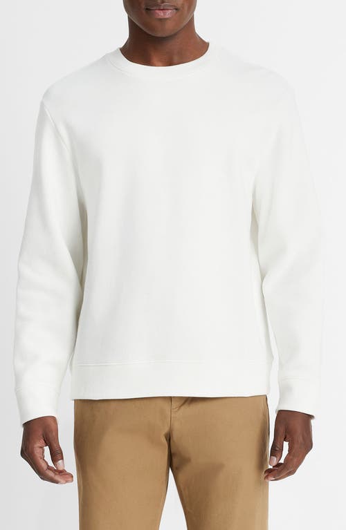 Cotton Blend Fleece Sweatshirt in Off White